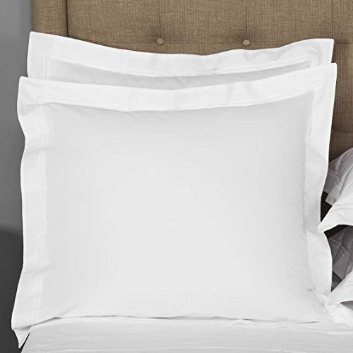 Product Cover European Square Pillow Shams Set of 2 White 600 Thread Count 100% Natural Cotton Pack of Two Euro 26 x 26 Pillow Shams Cushion Cover, Cases Super Soft Decorative (White, European 26''x26'')