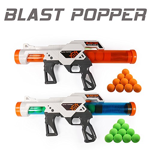 Product Cover Exercise N Play 2 PCS Power Popper Gun Dual Battle Pack Foam Ball Air Powered Shooter Toy Guns for Kids Role Playing with Their Family Members or Partners
