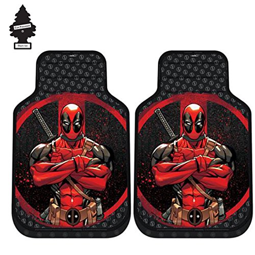 Product Cover Yupbizauto A Pair Marvel Deadpool Auto Truck SUV Car Front Floor Mats Set with Air Freshener