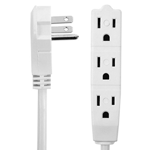 Product Cover BindMaster 30 Feet Extension Cord / Wire, 3 Prong Grounded, 3 outlets, Angled Flat Plug , Round Wire , White
