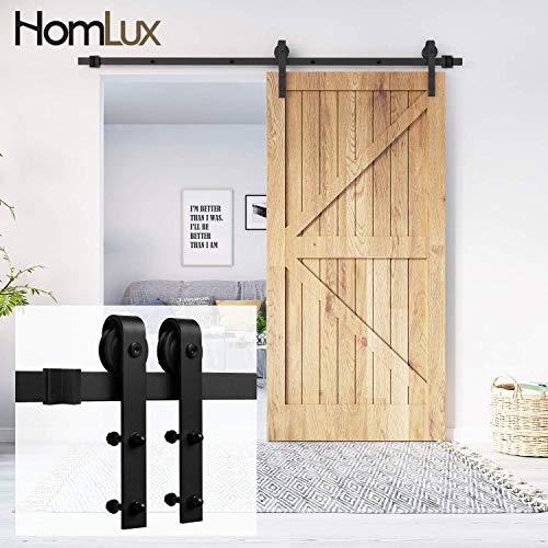 Product Cover Homlux 5ft Heavy Duty Sturdy Sliding Barn Door Hardware Kit Single Door - Smoothly and Quietly - Simple and Easy to Install - Fit 1 3/8-1 3/4