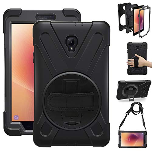 Product Cover Gzerma for Samsung Galaxy Tab A 8.0 Case SM-T380 2017 (Not T387 2018), Child Proof Handle Shoulder Strap, Kickstand, Screen Protector, Heavy Duty Rugged Cover for Samsung Tab A 8.0 Inch Tablet, Black