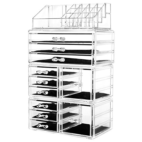 Product Cover hblife Acrylic Jewelry and Cosmetic Storage Drawers Display Makeup Organizer Boxes Case with 11 Drawers 9.5