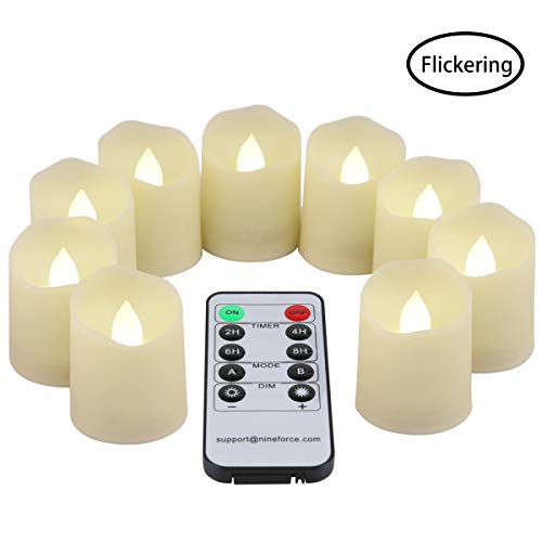 Product Cover Remote Control Tea Lights Flameless Votive Candle with Timer Tea Light LED Candles Tealights - Unscented Realistic Tealight Warm White Fake Candles - Battery Operated Candle 200 Hours - 9 Set x 1.3