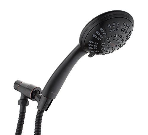 Product Cover G-Promise High Pressure Shower Head 6 Spray Setting Hand Held Shower Heads with Adjustable Solid Brass Shower Arm Mount Extra Long Flexible Stainless Steel Hose (Oil-Rubbed Bronze)