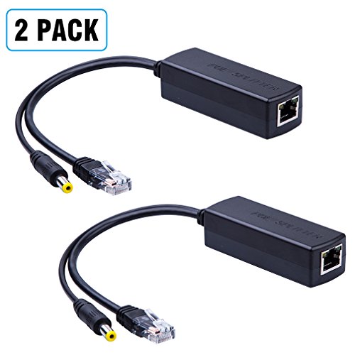 Product Cover 2-Pack Active PoE Power Over ethernet Splitter Adapter 48V to 12V, IEEE 802.3af Compliant 10/100Mbps PoE Splitter with 12V Output for Surveillance Camera, ipolex