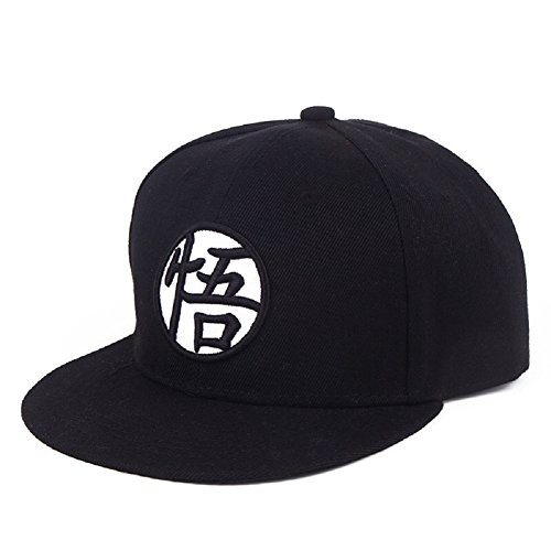 Product Cover Dragon Ball Z Goku Baseball Cap Hat Canvas Cap Hip-Hop Flat Adjustable Hat (Black)