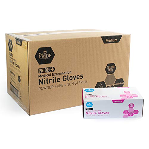 Product Cover Medpride Medical Examination Nitrile Gloves|Medium Case of 2000| Blue, Latex/Powder-Free, Non-Sterile Exam Gloves| Professional Grade for Hospitals, Law Enforcement, Tattoo Artists, First Response