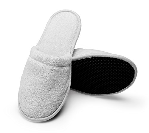 Product Cover Arus Men's Organic Turkish Terry Cotton Memory Foam Spa Slippers White L/XL
