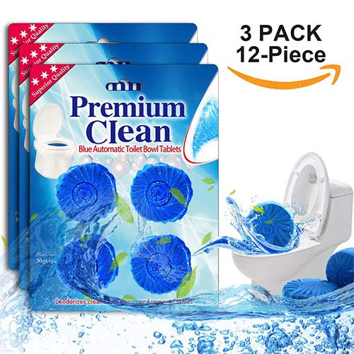 Product Cover 12 Pieces Antibacterial Blue Automatic Toilet Bowl Bathroom Cleaner Tablets NEW VERSION - lasts up to 36 weeks to 48 weeks