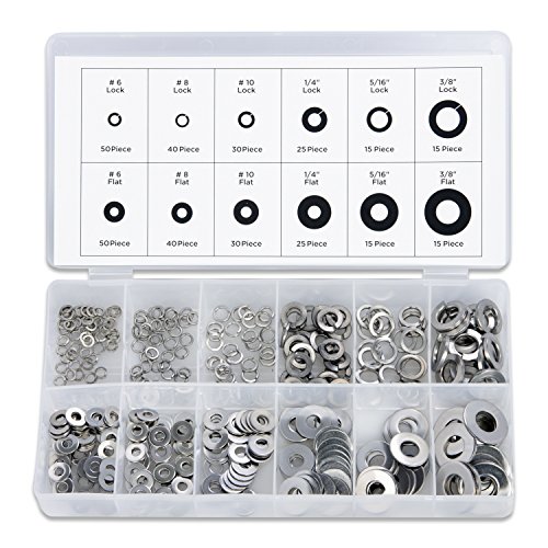 Product Cover Neiko 50400A Stainless Steel Split Lock and Flat Washer Assortment | 350-Piece Pack Set