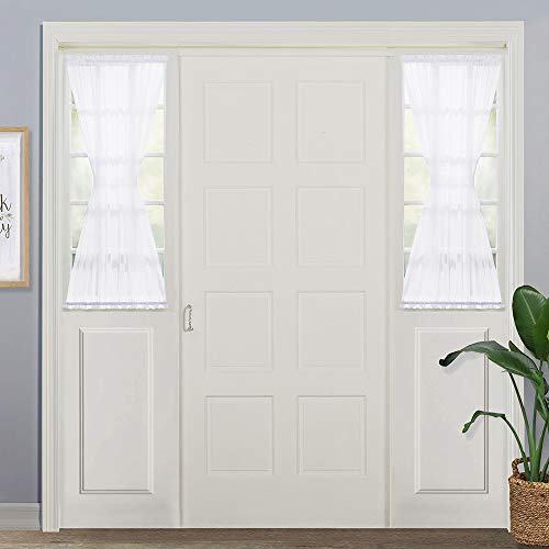 Product Cover NICETOWN Sidelight Curtains for Front Door, Door Side Light Sheers Curtains with Tiebacks, Sidelight Window Film for French Door, 30 inches Wide x 40 inches Long (2 Pieces,White)