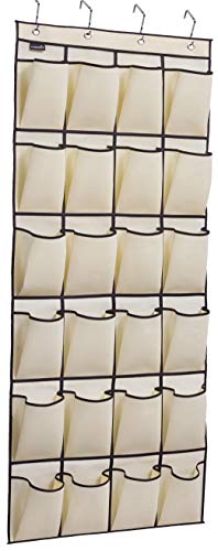 Product Cover MISSLO Over The Door Shoe Organizer 24 Large Fabric Pocket Closet Accessory Storage Hanging Shoe Hanger, Beige
