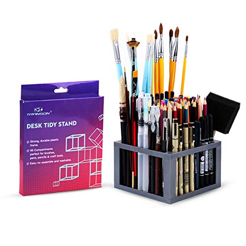 Product Cover Transon Paint Brush Holder Organizer 96 Slots Desk Caddy for Pens, Pencils, Brushes, Markers