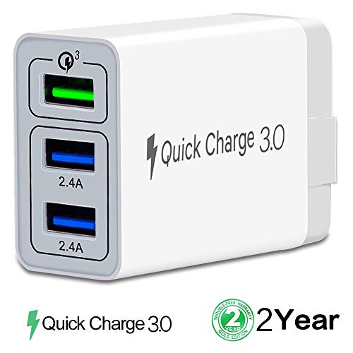 Product Cover HZQDLN Fast Wall Charger QC 3.0 USB Quick Charge 3 Ports Tablet iPad Phone Charger Adapter Travel Plug Compatible iPhone X/Xs/XS Max/XR/8/8+/7P/7/6/5 Samsung S8/S7/S6/Edge/LG HTC