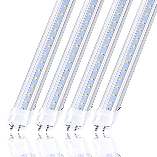 Product Cover CNSUNWAY LIGHTING 4FT LED Light Bulbs, 22W (45W Equiv.), Dual-End Powered, Ballast Bypass, 2400 Lumens, 6000K Cool White, Clear Cover, T8 T12 Fluorescent Replcement - 4 Pack