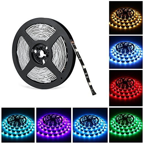 Product Cover Nexlux 16.4ft LED Light Strip, Non-Waterproof 5050 SMD Single RGB LED Flexible Strip Light Black PCB Board Color Changing Decoration Lighting (No Power Adapter and Remote)
