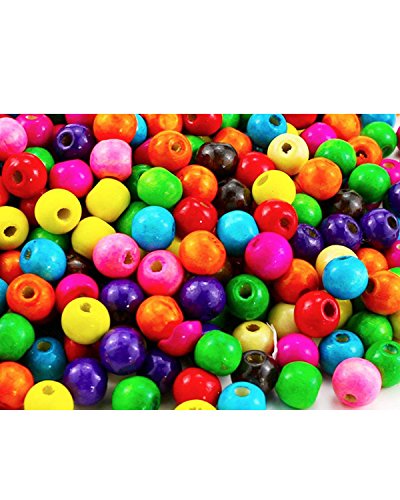 Product Cover BcPowr 500 PCS Assorted Color Round Wood Beads，Large Hole Round Wood Spacer Beads for DIY Project， Wooden Spacer Beads