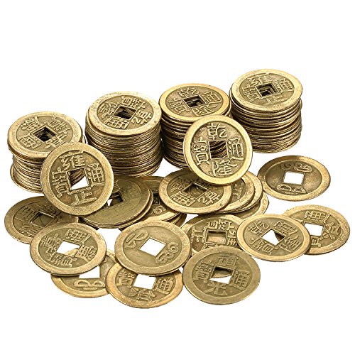 Product Cover Hestya 1 Inch Chinese Fortune Coins Feng Shui I-Ching Coins Chinese Good Luck Coins Ancient Chinese Dynasty Time Coin (100)