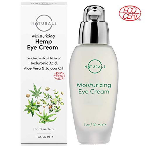 Product Cover O Naturals Hydrating 72% Organic HEMP OIL Eye Cream Moisturizing Anti Aging Skincare with Hyaluronic Acid Vitamin E. Reduce Dark Circles Under Eye Bags Puffiness Fine Lines & Wrinkles. Men & Women 1oz