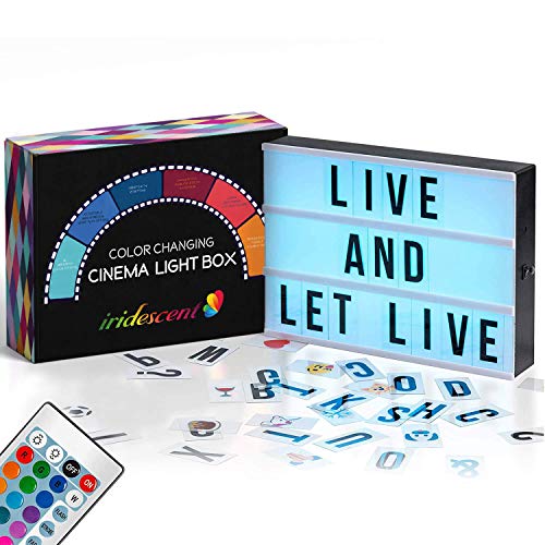 Product Cover Color Changing Cinema Light Box with Letters - 244 Total Letters, Numbers & Emojis | 16 Colors Remote-controlled PREMIUM Cinematic Marquee Sign Light Box | NEW for 2019! LED Light Up Letter Box Sign
