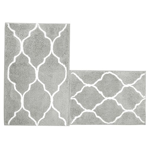 Product Cover U'Artlines Kitchen Mat, Decorative Non-Slip Microfiber Doormat Bathroom Mats Shower Rugs for Living Room Floor Mats (17.7x25.6+20.9x33.9, Gray)