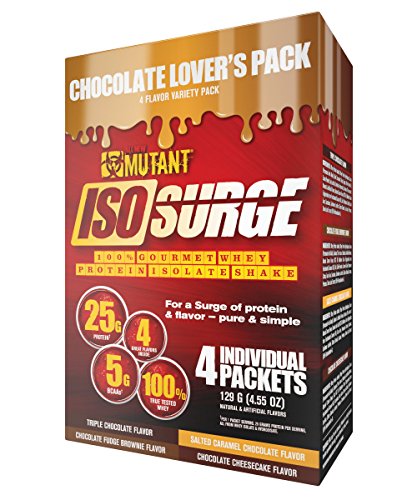 Product Cover Mutant ISO Surge Chocolate Lover's Pack Features Whey Protein that Acts FAST to Recover, Build Muscle, Bulk, Build Strength and Made Using Only the Best Ingredients - 4 Packets - 4 Flavors