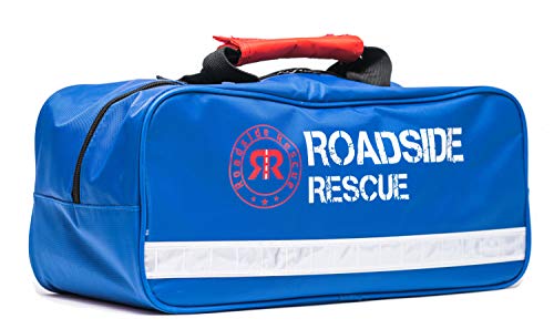 Product Cover Roadside Emergency Assistance Kit - Packed 110 Premium Pieces & Rugged Bag - Car, Truck & RV Kit with Heavy Duty Jumper Cables • Heavy Duty Tow Strap • Safety Triangle • First Aid & more