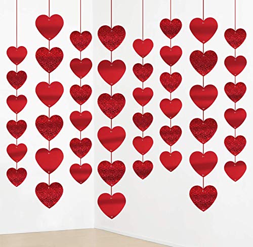 Product Cover jollylife 12PCS Valentine's Day Decorations Heart Garland - Party Hanging String Decor Supplies