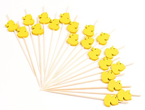 Product Cover PuTwo Toothpicks 100 Counts Picks Handmade Natural Bamboo Cocktail Sticks, Yellow Ducks