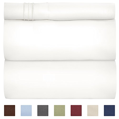 Product Cover Twin XL Sheet Set - 3 Piece - Fits College Dorm Rooms - Hotel Luxury Bed Sheets - Extra Soft - Deep Pockets - Easy Fit - Breathable & Cooling - White Bed Sheets - Twins