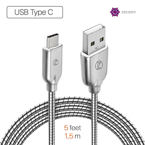 Product Cover ZECEEN Metal USB-A to USB-C Cable - Fast Charging & Data Transfer Cord (5 ft) - Almost Unbreakable - Bending & Weather Resistant - Compatible with any TYPE C Supported Devices