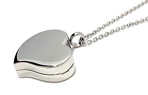 Product Cover Amour Heart Pill Necklace - Polished Heart Locket with Strong Magnetic Closure - Medication Necklace - Keep Your Medication Securely with You at All Times - Locket Necklace with 26 Inch Chain (Silver)