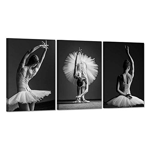 Product Cover Hello Artwork Dancing Girls Modern Large Contemporary 3 Panels Beautiful Ballerina Dancers With White Tutu Stretched Gallery Canvas Wrap Giclee Print Modern Wall Decor Ready To Hang 16