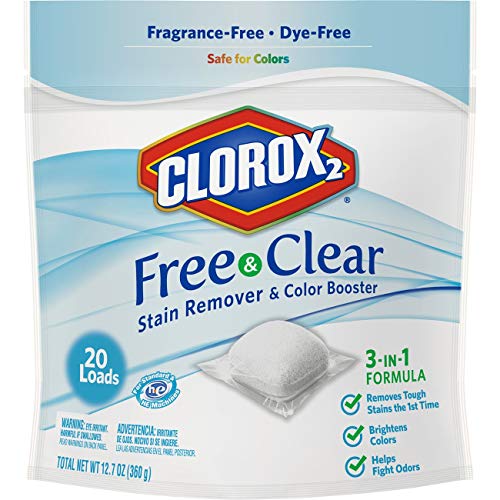 Product Cover Clorox 2 Free and Clear Laundry Stain Remover and Color Booster, Laundry Packs, 20 Count