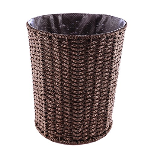 Product Cover Fcoson Paper Wastebasket Rattan Woven Storage Baskets Decorative Round Trash can for Bedroom Desktop Coffee
