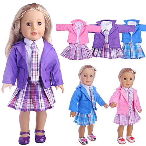 Product Cover WensLTD Clearance! Cute Sweater Outfit Reindeer Snowman Sweater & Cap For 18 inch American Girl Doll (Purple)