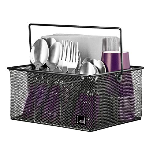 Product Cover Utensil Holder By Mindspace, Kitchen Condiment Organizer and Flatware Utensil Caddy | The Mesh Collection, Black