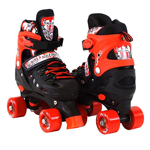 Product Cover Scale Sports Adjustable Red Quad Roller Skates for Kids Large Sizes