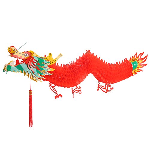 Product Cover Bememo 3D Chinese Year Dragon Garland Hanging Decoration (4.92 Feet)