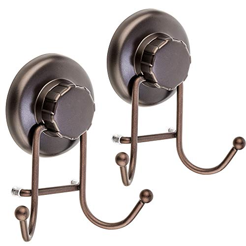 Product Cover HASKO accessories - Powerful Vacuum Suction Cup Hooks Heavy Duty Organizer for Towel, Bathrobe and Loofah - Shower Hooks for Bathroom & Kitchen - Adhesive 3M Stick Discs, Bronze (2 Pack)