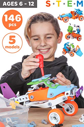 Product Cover Toy Pal STEM Toys for 7 Year Olds Boys | Educational Kids Building Toys for Boys Toys Age 6 7 8 | Best Toy Gifts for 6 7 8 9 10 Year Old Boys Gifts | 146 Pc Engineering STEM Kit for Boy Toy Age 7