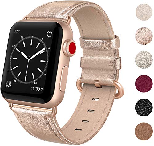 Product Cover SWEES Leather Band Compatible for Apple Watch 38mm 40mm, Genuine Leather Elegant Dressy Strap Compatible iWatch Apple Watch Series 5 Series 4 Series 3 Series 2 Series 1 Sport Edition Women, Rose Gold