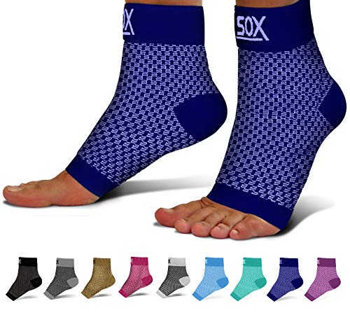 Product Cover SB SOX Compression Foot Sleeves for Men & Women - Best Plantar Fasciitis Socks for Plantar Fasciitis Pain Relief, Heel Pain, and Treatment for Everyday Use with Arch Support (Navy, Large)