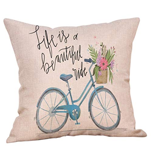 Product Cover Jujunx Pillow Cover, Happy Valentine's Day Throw Pillow Case Sweet Love Square Bicycle Cushion Cover (B)