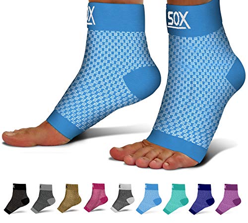 Product Cover SB SOX Compression Foot Sleeves for Men & Women - Best Plantar Fasciitis Socks for Plantar Fasciitis Pain Relief, Heel Pain, and Treatment for Everyday Use with Arch Support (Blue, X-Large)
