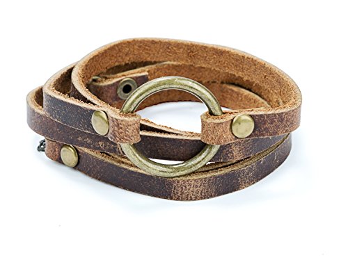 Product Cover SPUNKYsoul 5 Wrap Leather Circle Bracelet Black, Brown & Grey for Women Collection (Brown)