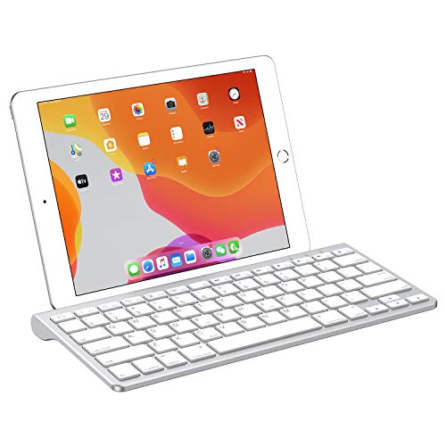 Product Cover OMOTON Ultra-Slim Bluetooth Keyboard with Sliding Stand,Compatible with iPad 10.2/9.7, iPad Air 10.5, iPad Pro 11/12.9, iPad Mini 5/4, iPhone and Others,White