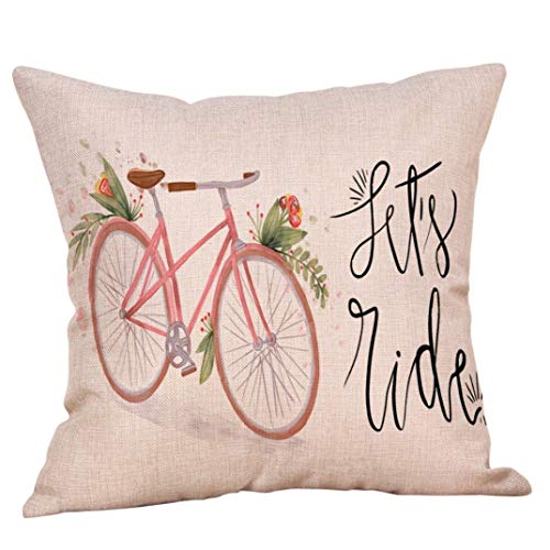 Product Cover Jujunx Pillow Cover, Happy Valentine's Day Throw Pillow Case Sweet Love Square Bicycle Cushion Cover (A)
