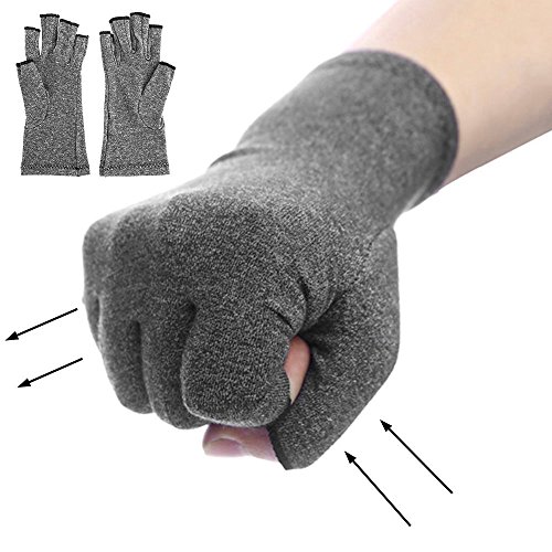 Product Cover Wrightus Arthritis Gloves - Compression Gloves for Rheumatoid & Osteoarthritis - Hand Gloves Provide Arthritic Joint Pain Symptom Relief - Men & Women - Open Finger (L)